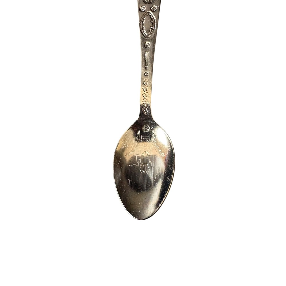 Oklahoma Souvenir Spoon Enamel Shield Sooner State Silver Tone 4" Vintage Style - Picture 5 of 5